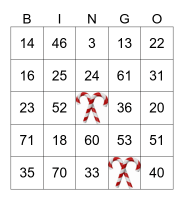 Candy Cane Bingo Card