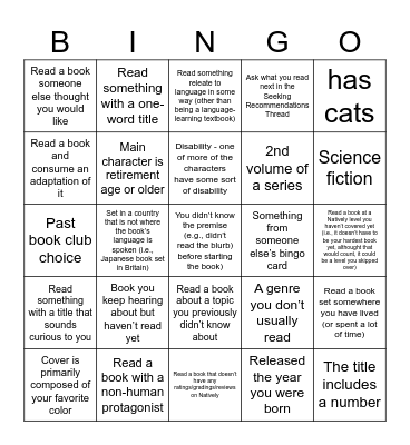 Snowwater Reading 2025 Bingo Card