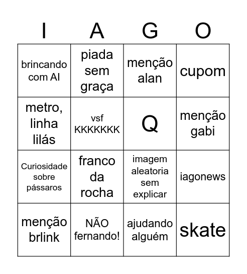 BINGO DE IAGUISSE Bingo Card