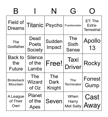 Movie Taglines 2024 Bingo Card