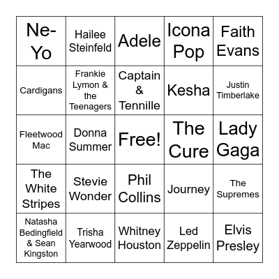 Love Theme Bingo Card