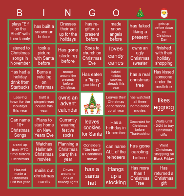 Virtual Holiday Bingo Card