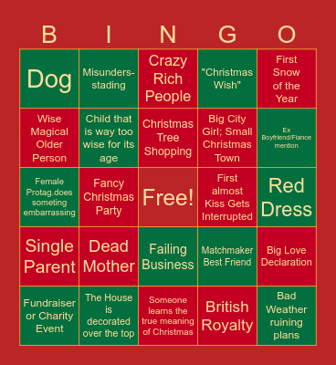 Hallmark Christmas Movie Bingo Card