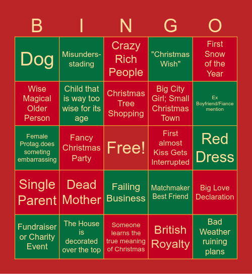 Hallmark Christmas Movie Bingo Card
