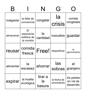 Unidad 5 Ellie Finals Bingo Card