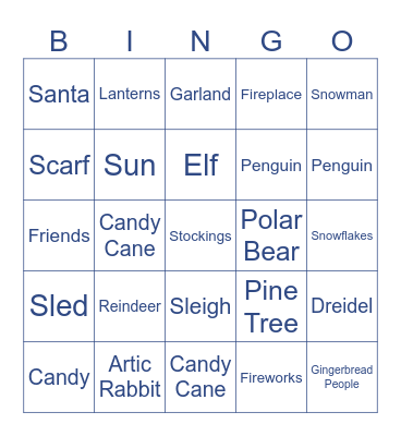 Winter Games Bingo Card