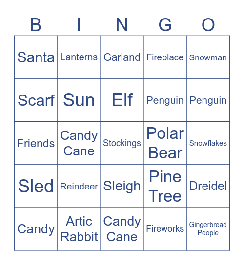 Winter Games Bingo Card