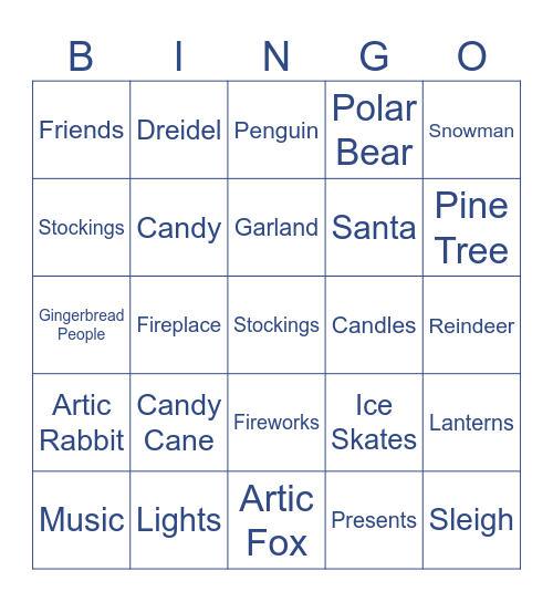 Winter Games Bingo Card