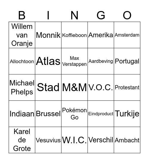 De M&M Bingo Card