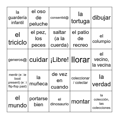 Unidad 3 Bingo Card