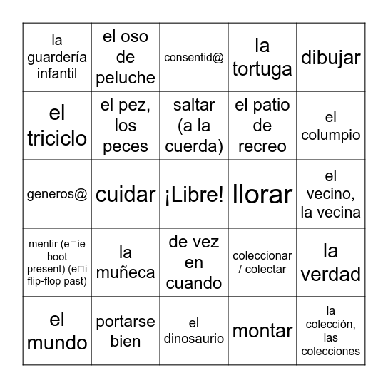 Unidad 3 Bingo Card