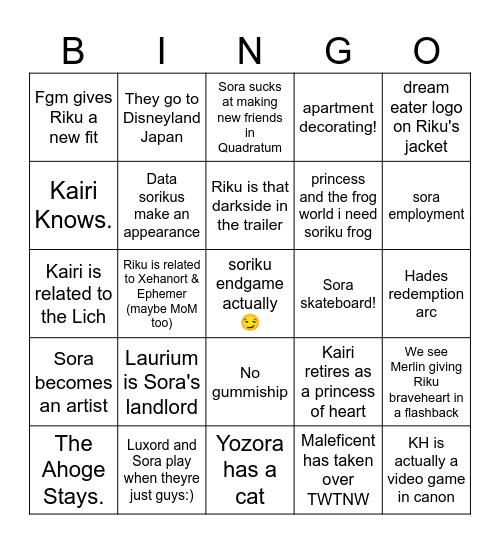 KH4 (silly edition) Bingo Card