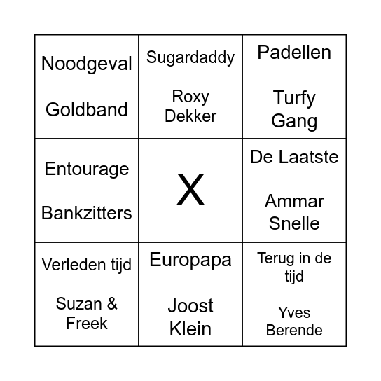 Muziekbingo Worpkidz Bingo Card