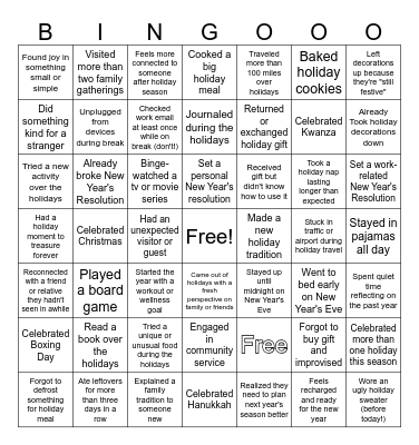 Post-Holiday Bingo #1 Bingo Card