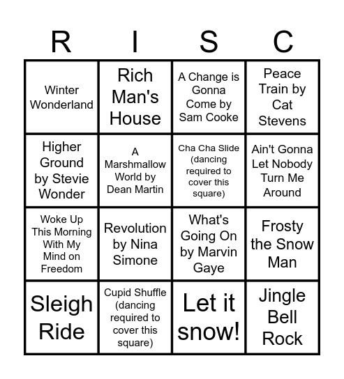 Justice Jingle Singo Bingo Card
