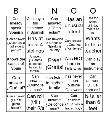 ¿Quién? Bingo Card