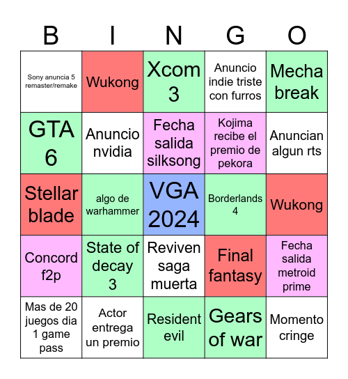VGA 2024 - YRG EDITION Bingo Card