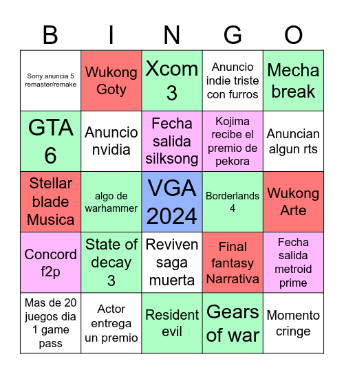 VGA 2024 - YRG EDITION Bingo Card