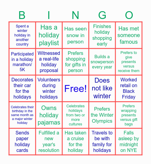 DVU Winter Bingo Card