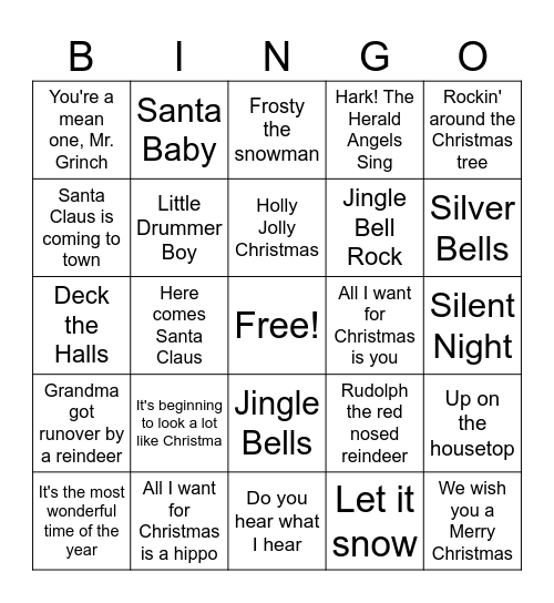 Merry Christmas Bingo Card