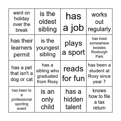 Get to Know You Bingo Card
