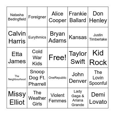 Seasons & Weather Bingo Card