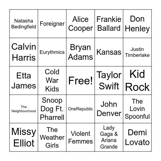 Seasons & Weather Bingo Card