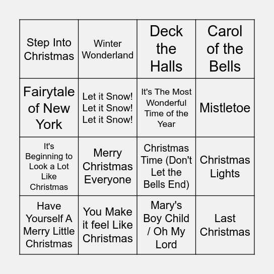 Christmas Bingo Card