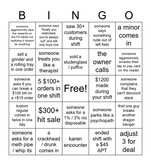 GW / VAPOR SHENANIGANS Bingo Card