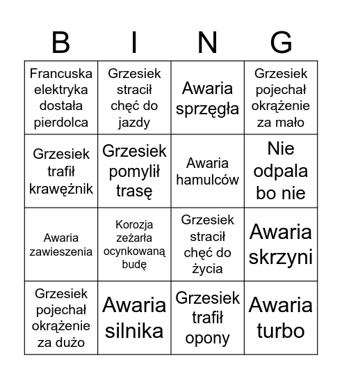 Megane Bingo Card