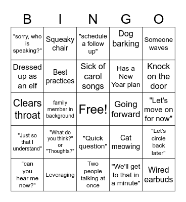 Xmas Party Virtual Bingo Card