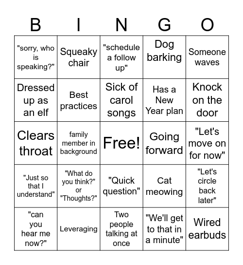 Xmas Party Virtual Bingo Card