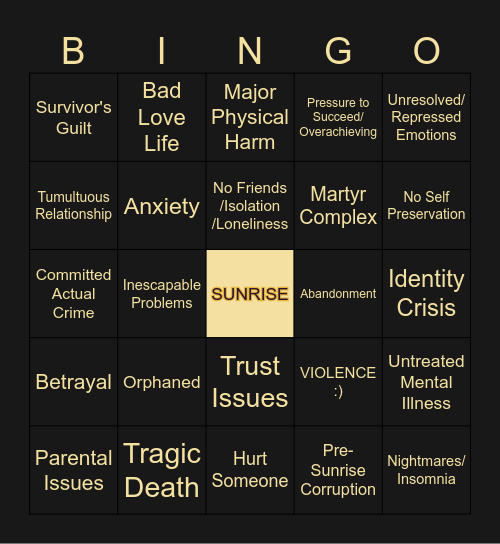 SUNRISE RESIDENTS Bingo Card