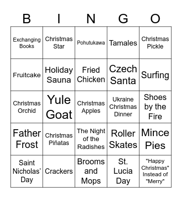 Christmas Traditions from Around the World Bingo Card