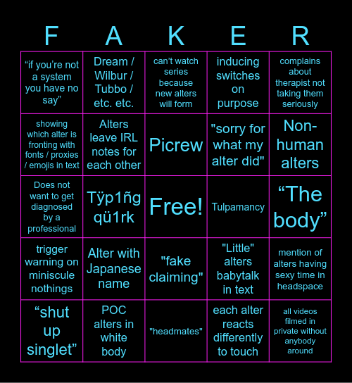 Fake DID Bingo! Bingo Card