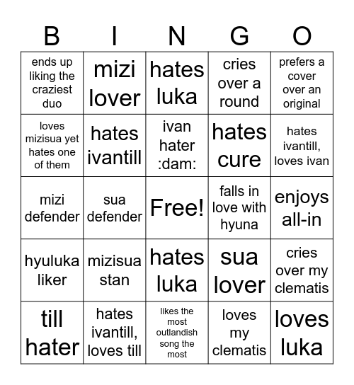 ash alnst bingo Card