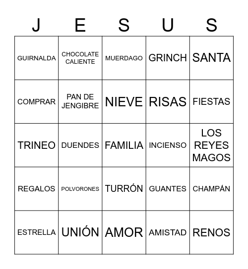 NAVIDAD Bingo Card