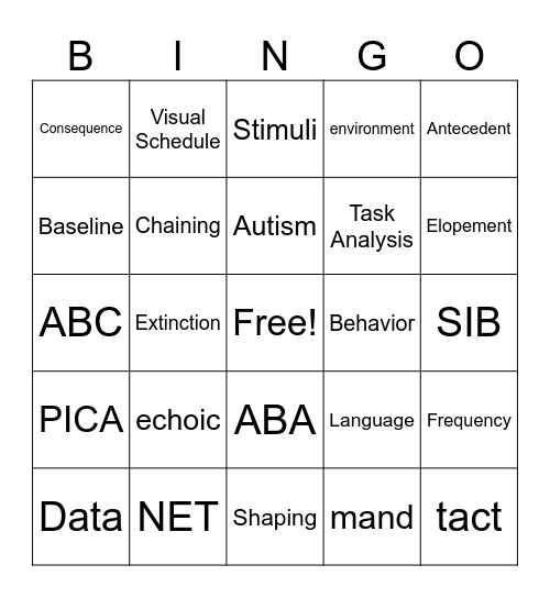 Heart & Soul ABA Bingo Card