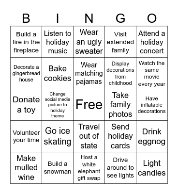 Holiday Bingo Card