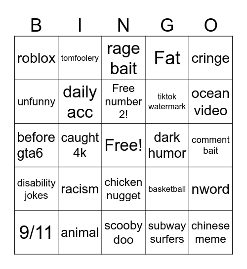 instagram Bingo Card