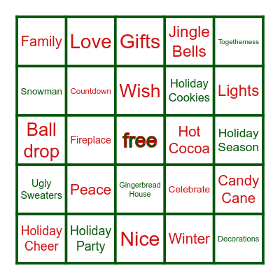 holiday bingo Card