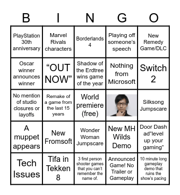 Game Awards 2024 Bingo Card
