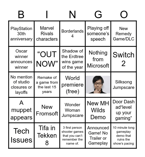 Game Awards 2024 Bingo Card