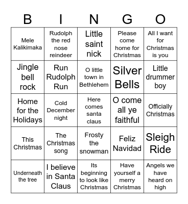 Christmas Bingo Card