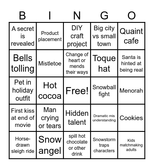Hallmark Bingo Card