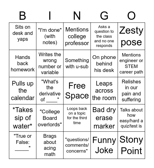 KYLE BELL BINGO Card