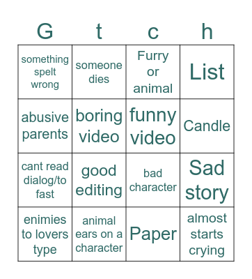 Gatcha Bingo Card