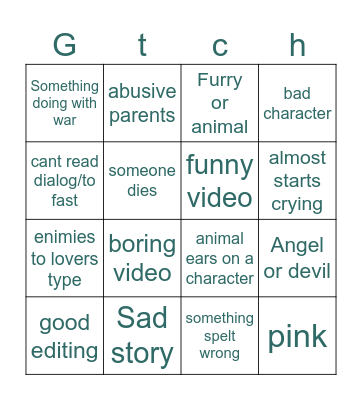 Gatcha Bingo Card