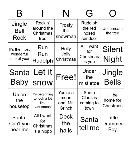 Merry Christmas Bingo Card