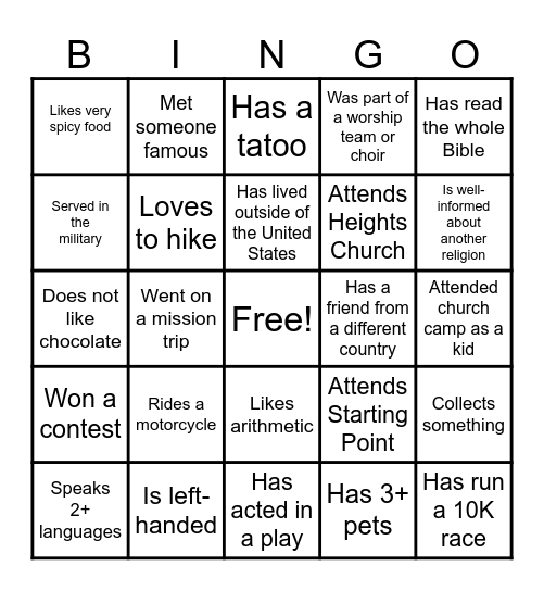 Perspectives Bingo Card